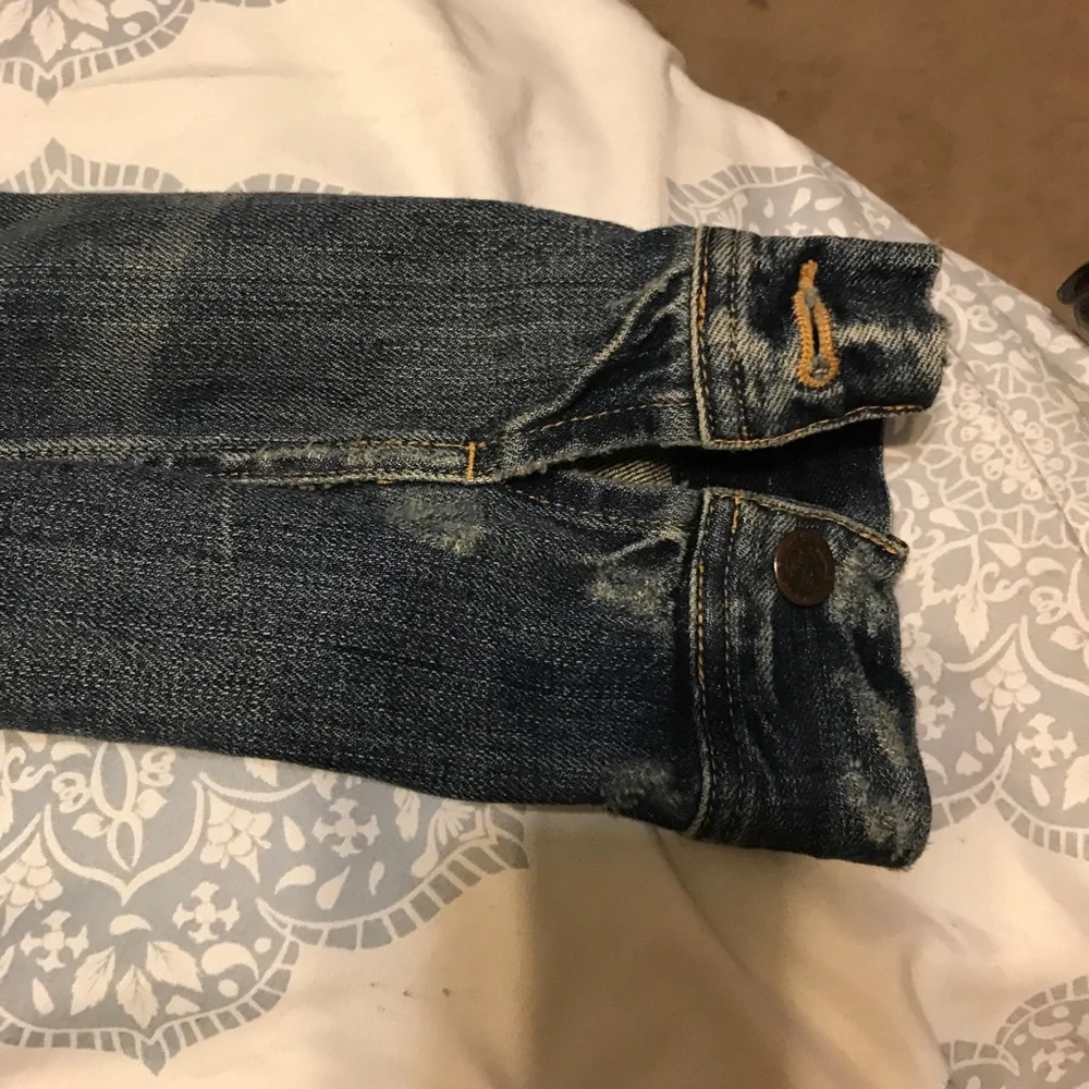 Ralph Lauren Sport Jean Jacket women’s Large distressed 3/4 sleeve - Picture 4 of 12